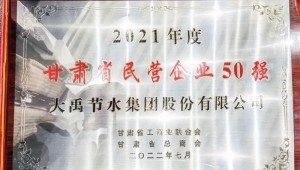 2022年7月4日888腾博会节水集团荣获2021年度甘肃省民营企业50强